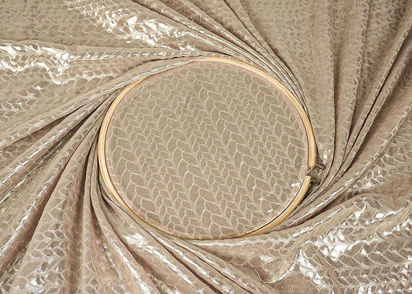 Dark Beige Korean Georgette Fabric With All Over Bubble Textured Fabric 15730