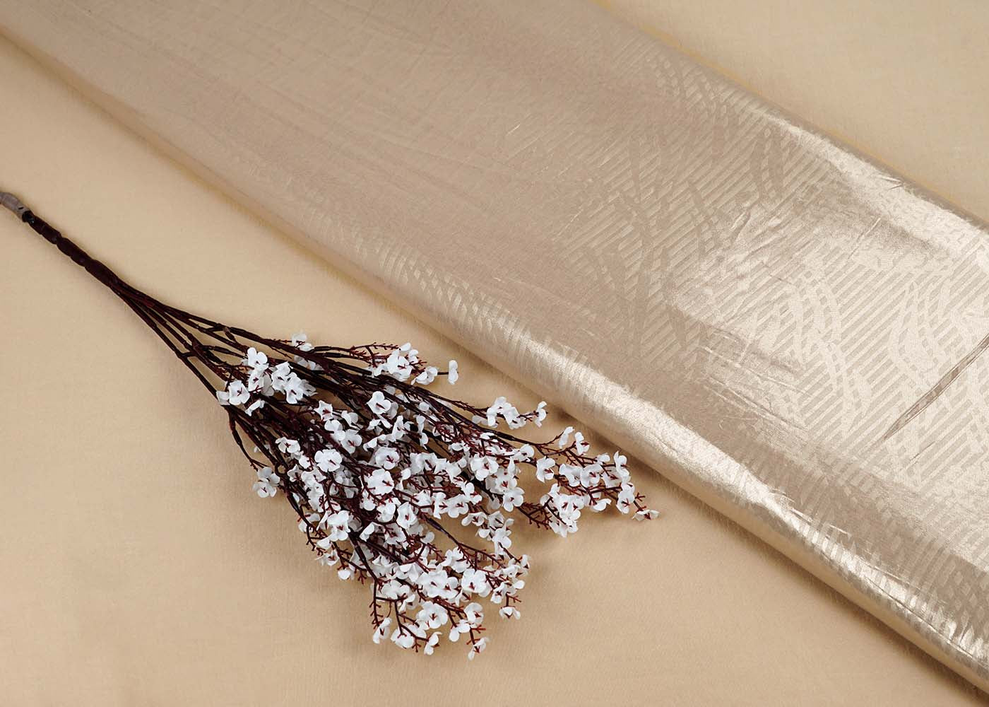 Beige Korean Georgette Fabric With All Over Bubble Textured Fabric 15736