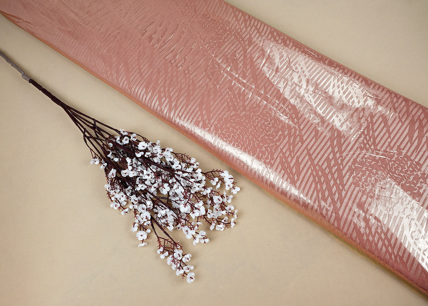 Peach Korean Georgette Fabric With All Over Bubble Textured Fabric 15736