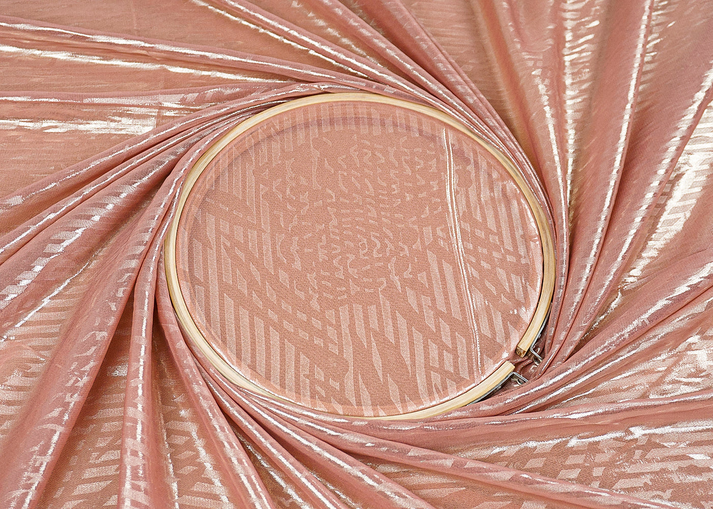 Peach Korean Georgette Fabric With All Over Bubble Textured Fabric 15736