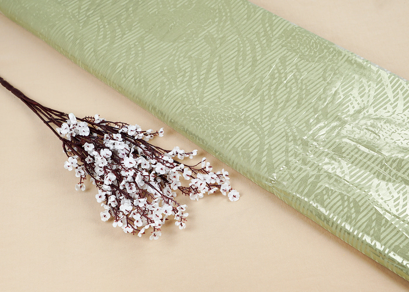 Pista Green Korean Georgette Fabric With All Over Bubble Textured Fabric 15738
