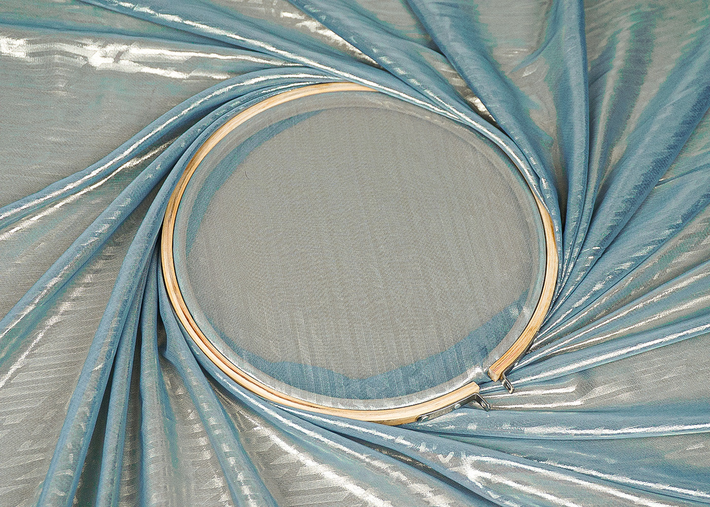 Aqua Blue Korean Georgette Fabric With All Over Bubble Textured Fabric 15738