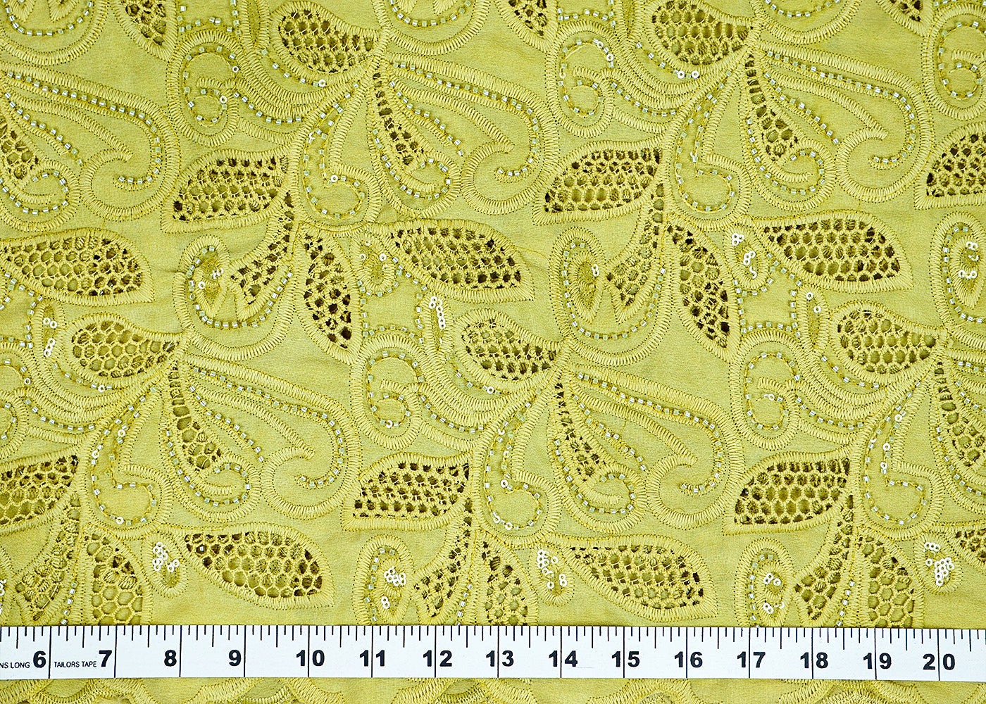 Mehendi Green Imported Crepe Fabric With All Over Cutwork 15747