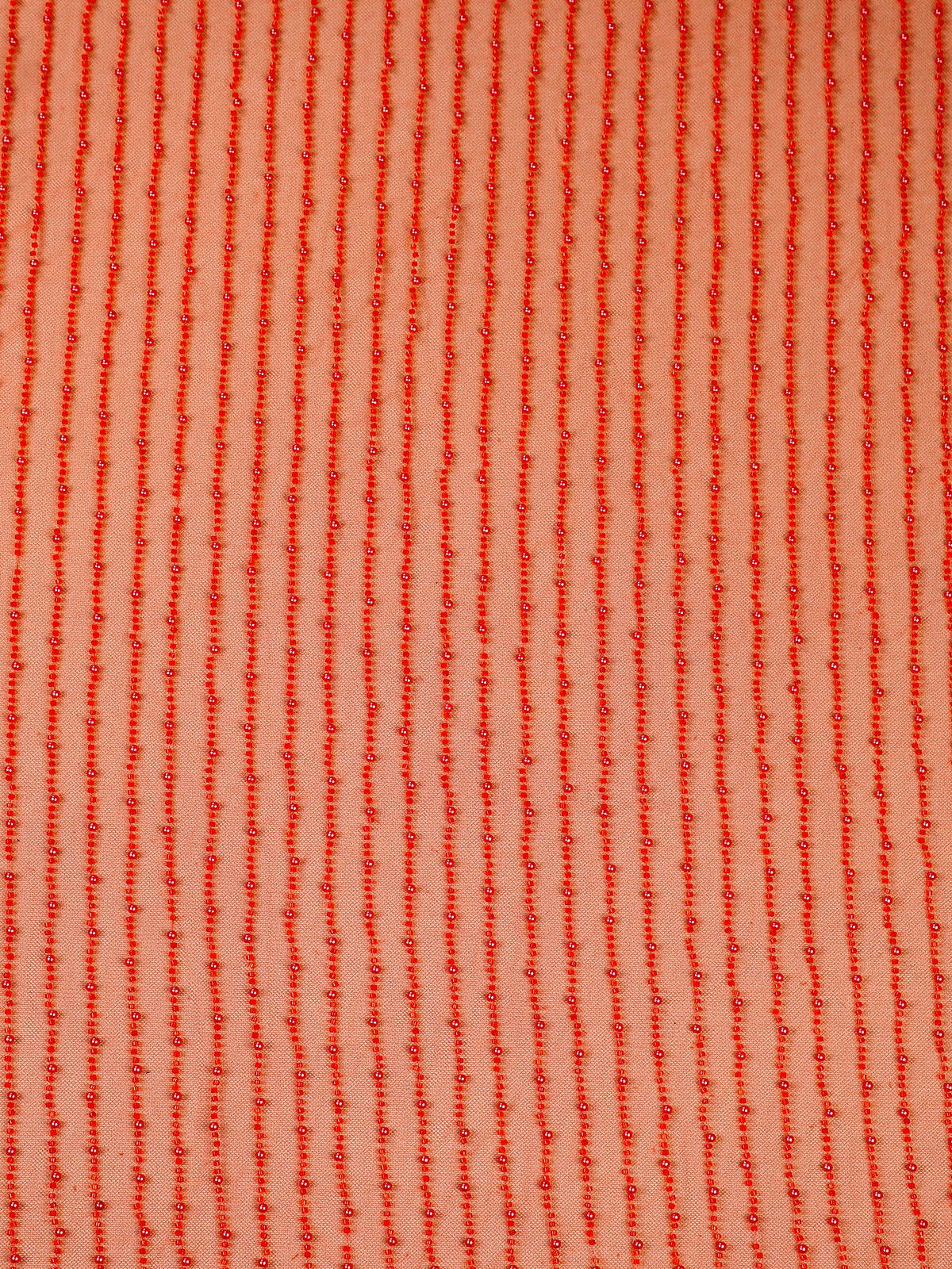 Red Net Fabric With All Over Pearl And Bead Work 15753