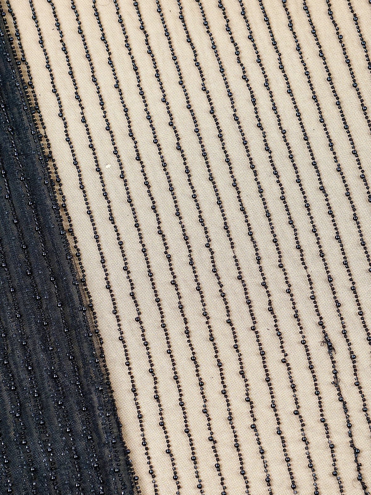 Black Net Fabric With All Over Pearl And Bead Work 15754