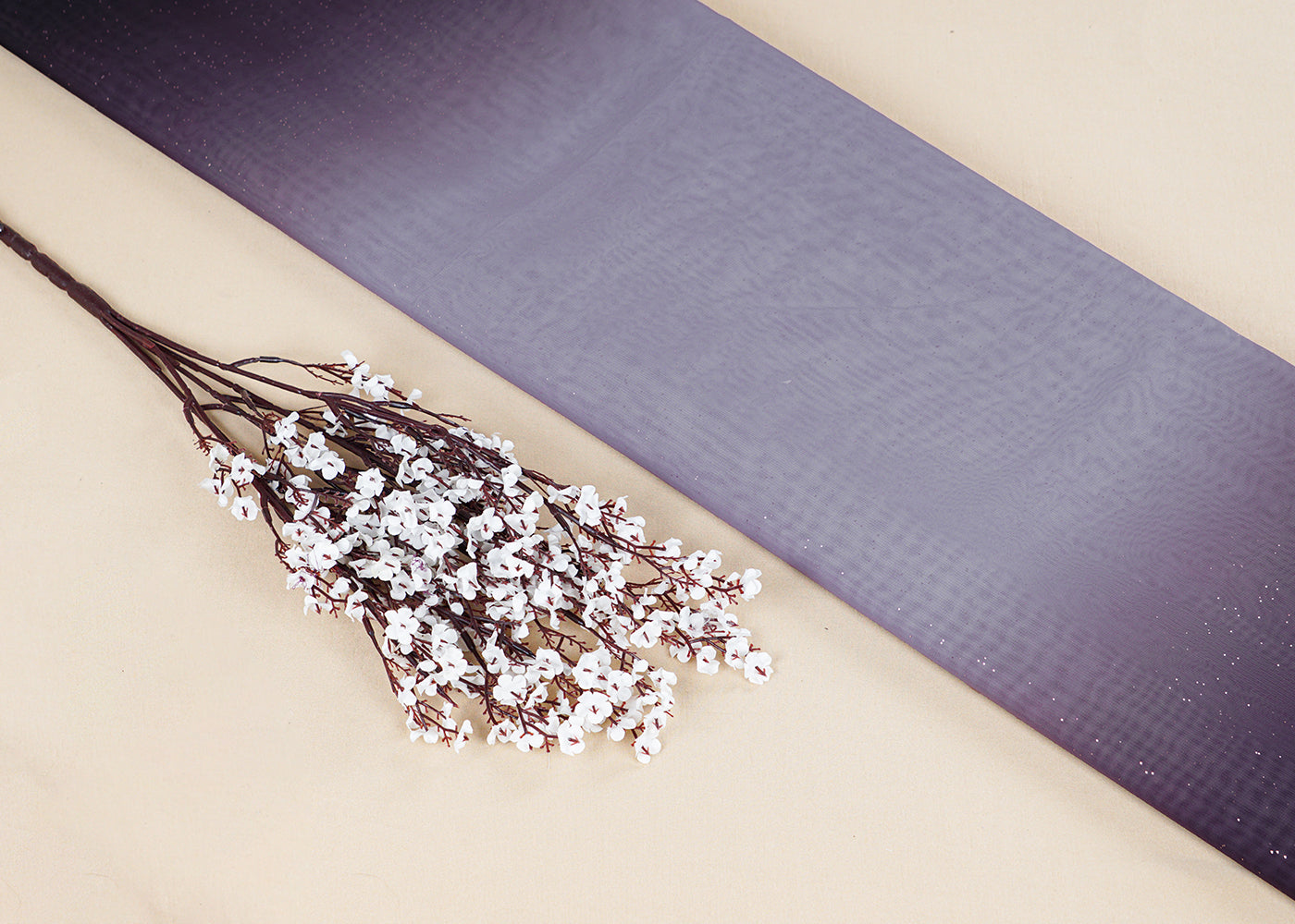 Purple & Violet Imported Georgette Fabric With Two Side Ombre Radiance And All Over Gliter 15759