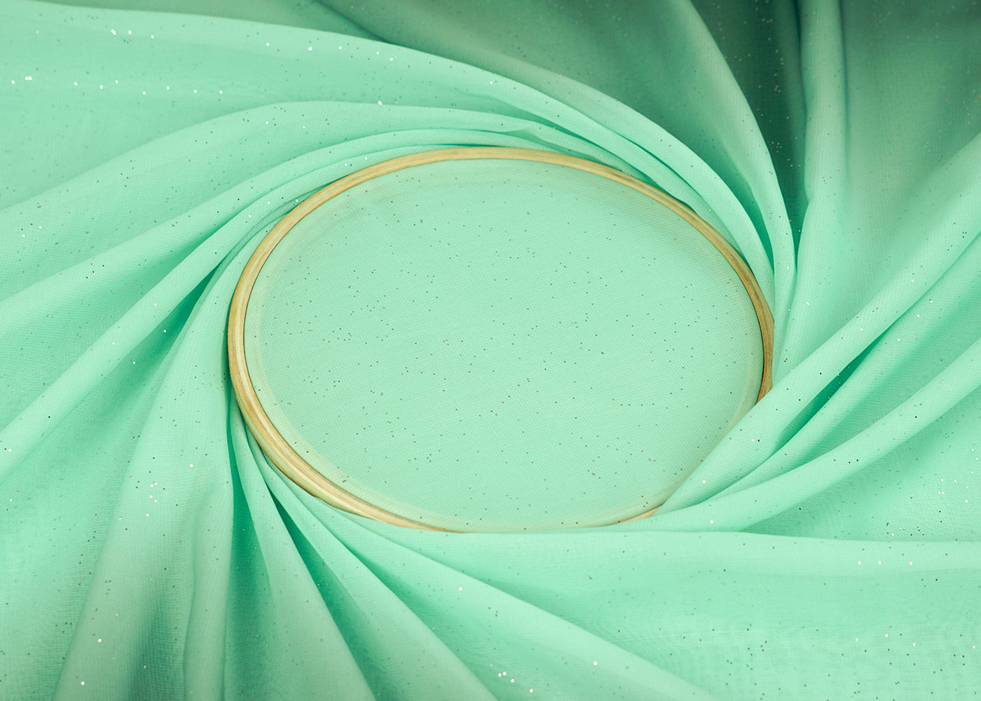 Sea Green & Bottle Green Imported Georgette Fabric With Two Side Ombre Radiance And All Over Gliter 15761
