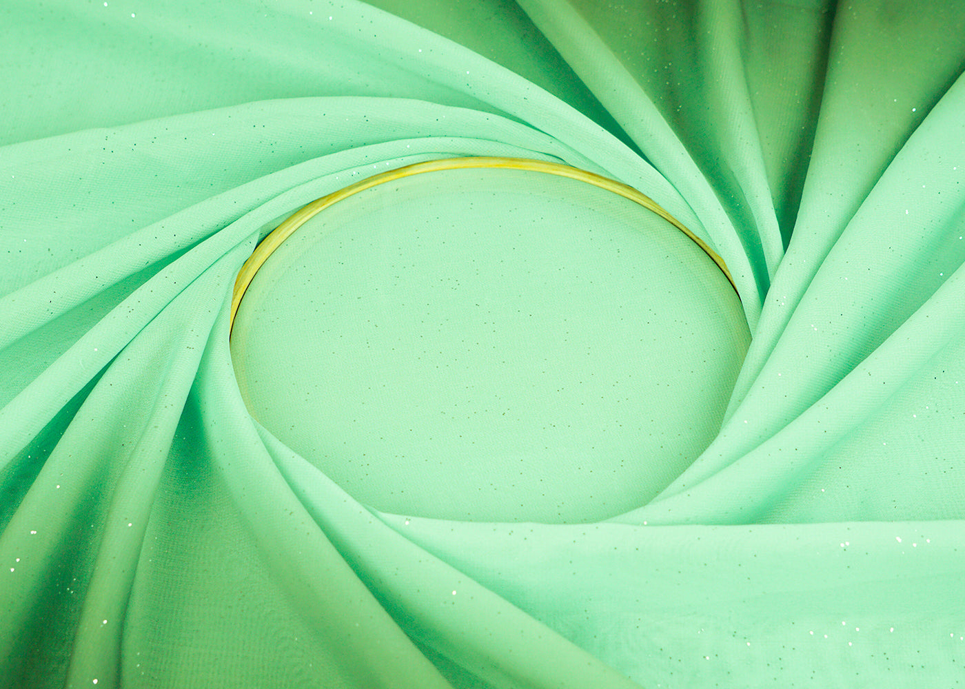 Aqua Green & Dark Green Imported Georgette Fabric With Two Side Ombre Radiance And All Over Gliter 15763