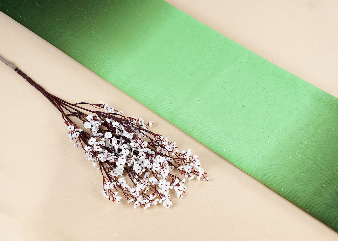 Light & Dark Green Imported Georgette Fabric With Two Side Ombre Radiance And All Over Gliter 15765