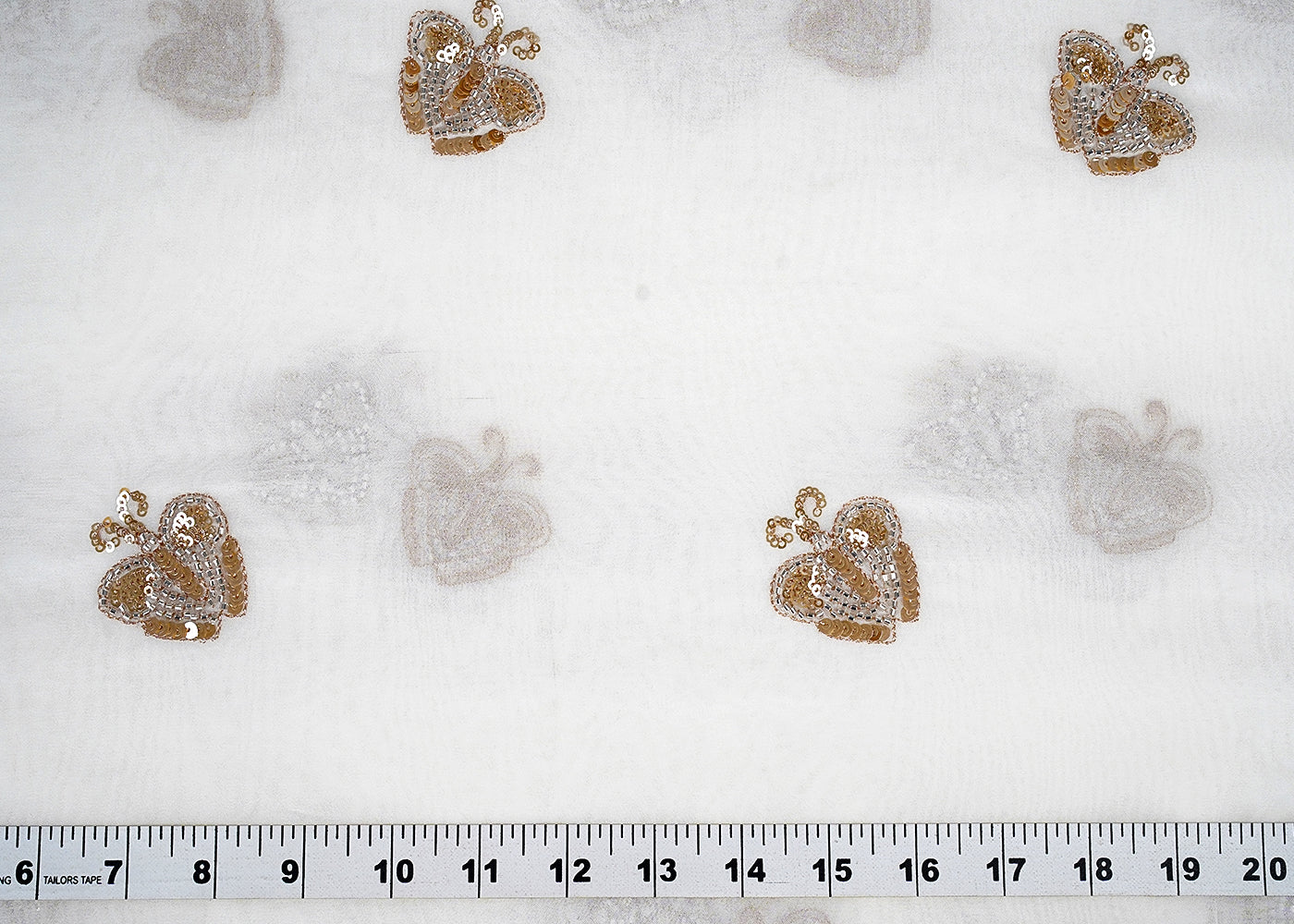 Dyeable Georgette White Fabric with All Over Zari, Bead, and Sequins Work 15797