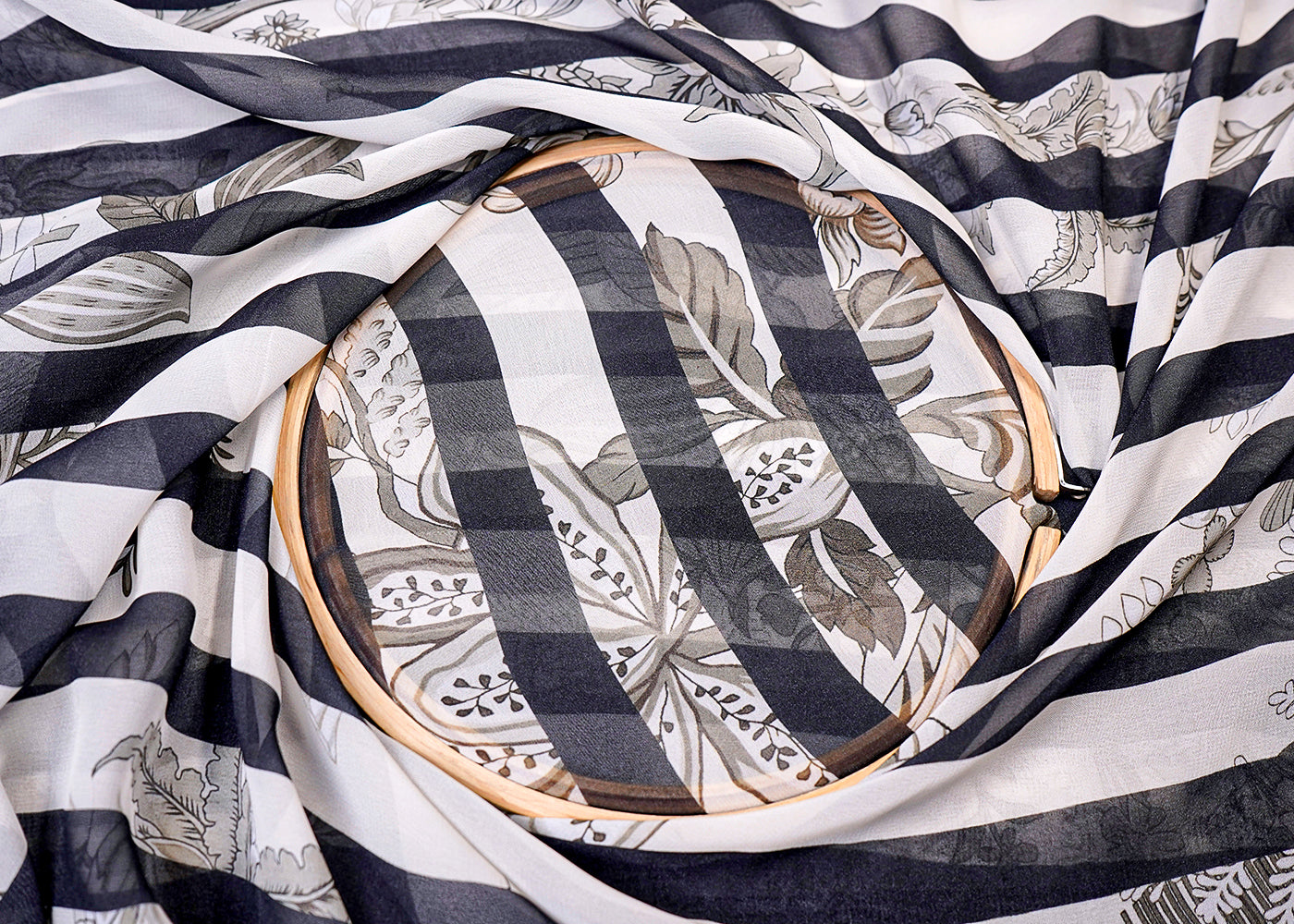 Black Georgette Fabric with All Over Abstract Print 15807