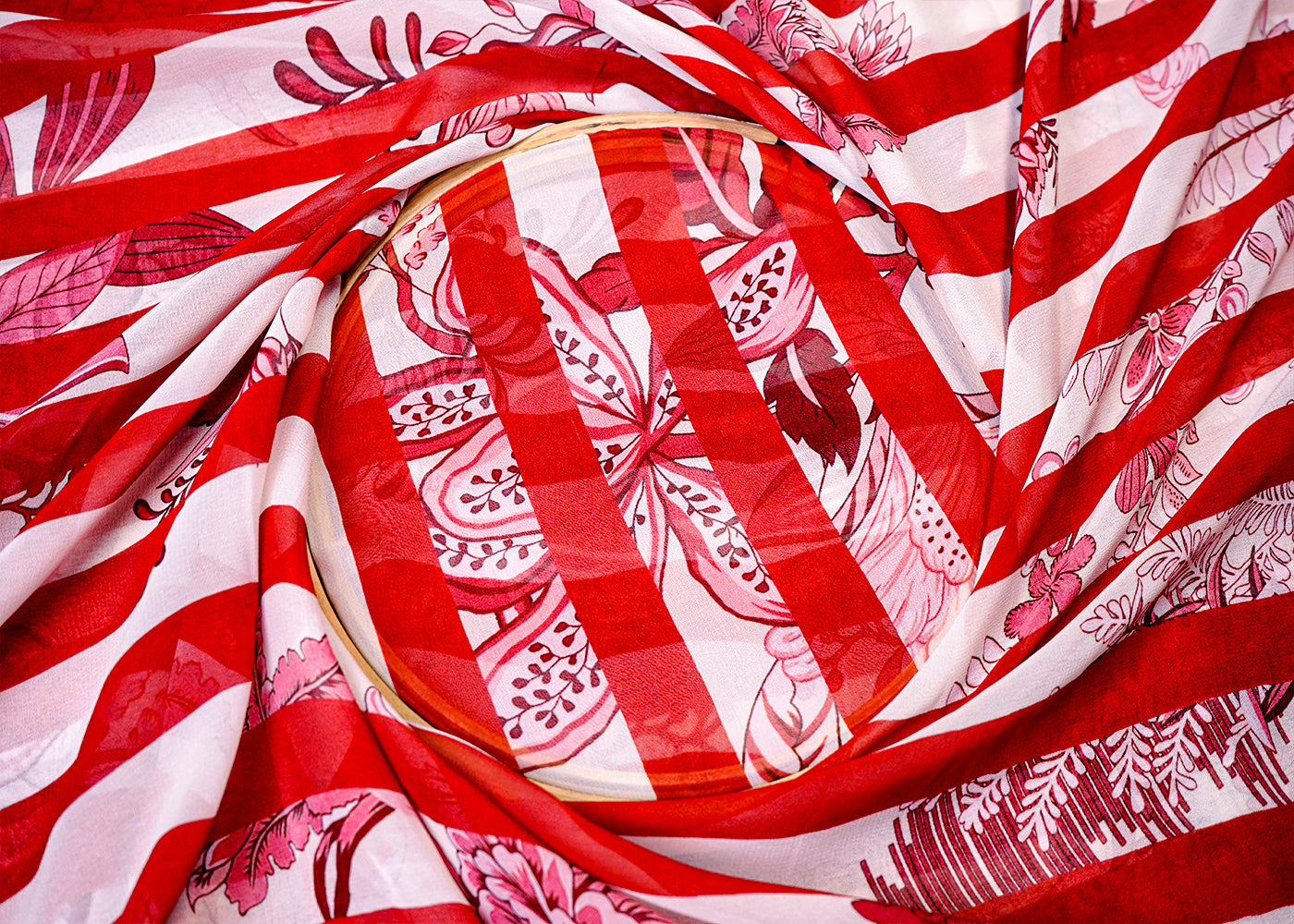 Red Georgette Fabric with All Over Abstract Print 15808