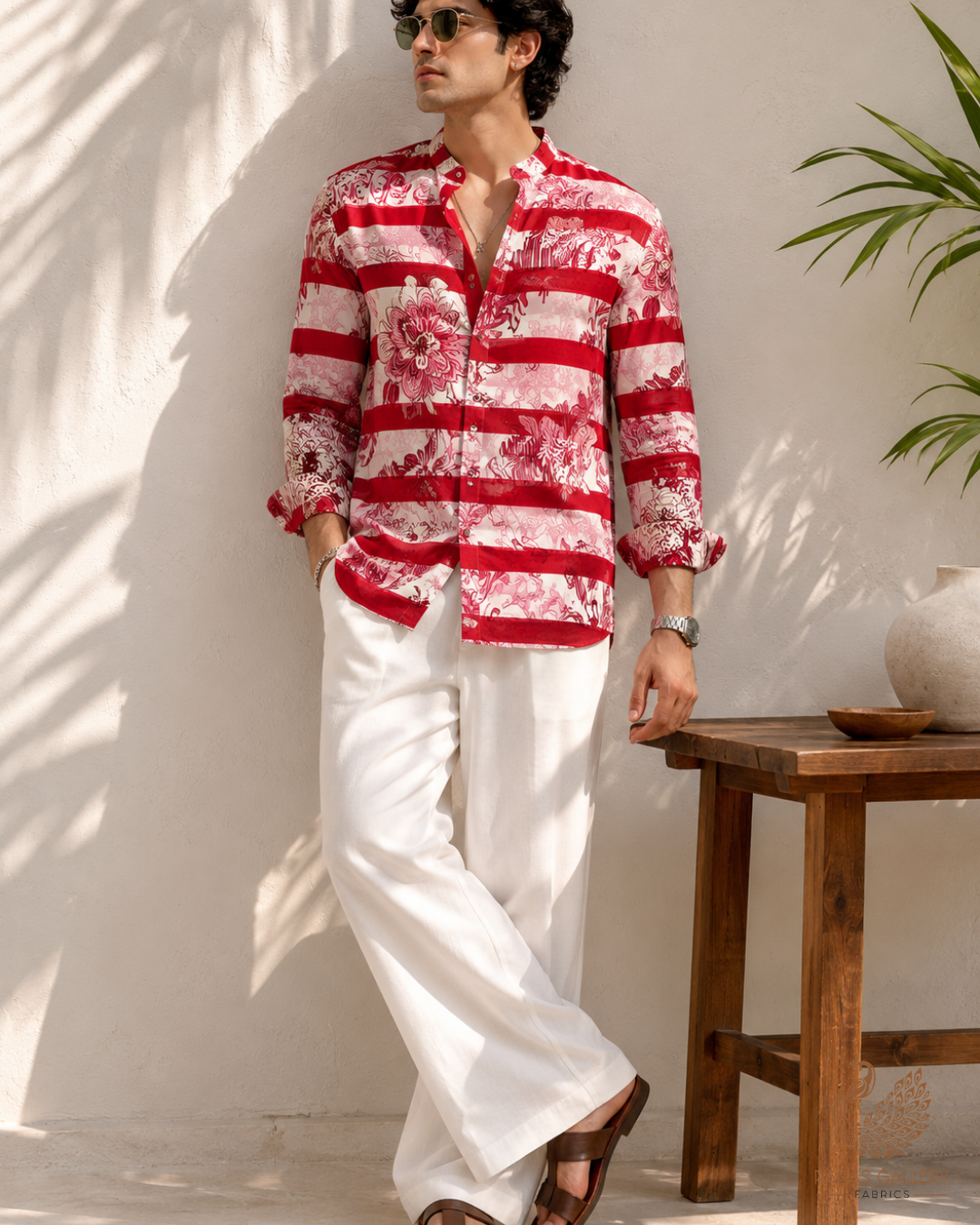 Red Georgette Fabric with All Over Abstract Print 15808