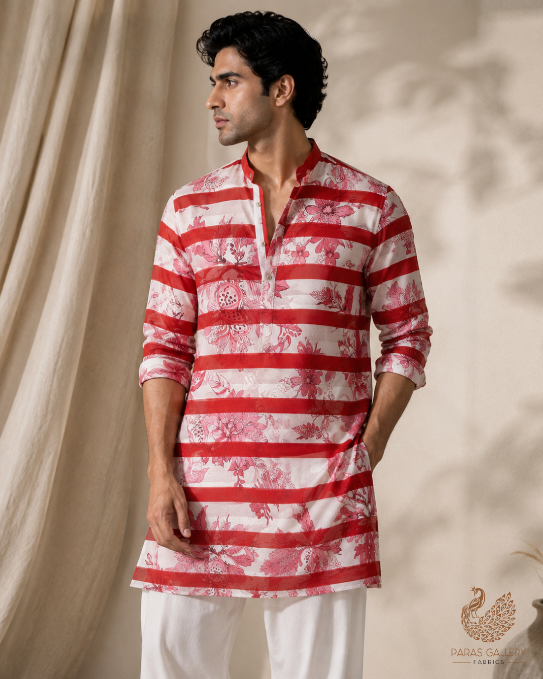 Red Georgette Fabric with All Over Abstract Print 15808