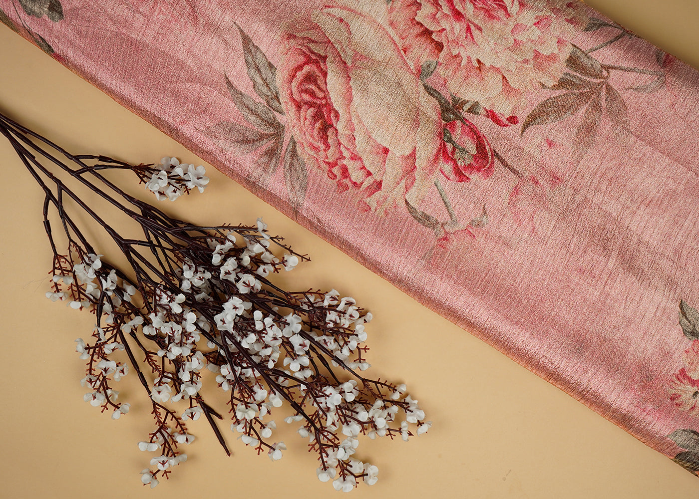 Onion Crushed Tissue Fabric With All Over Floral Print 15810