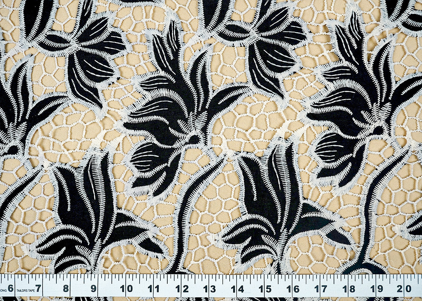 Black Imported Crepe Fabric With All Over Cutwork 15821