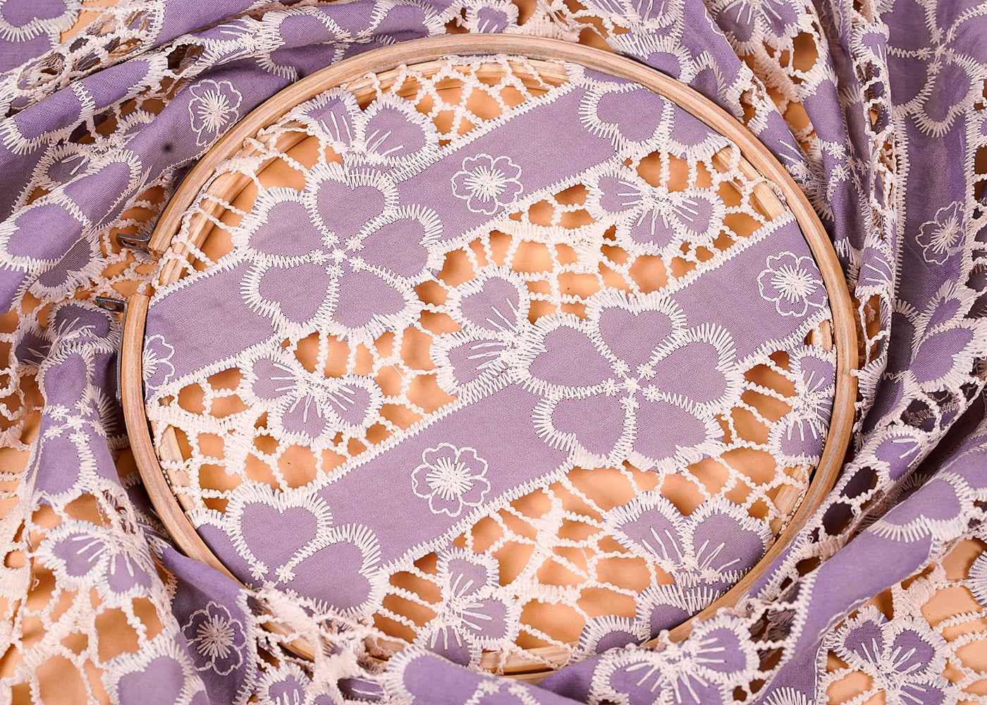 Lavender Imported Crepe Fabric With All Over Cutwork 15824