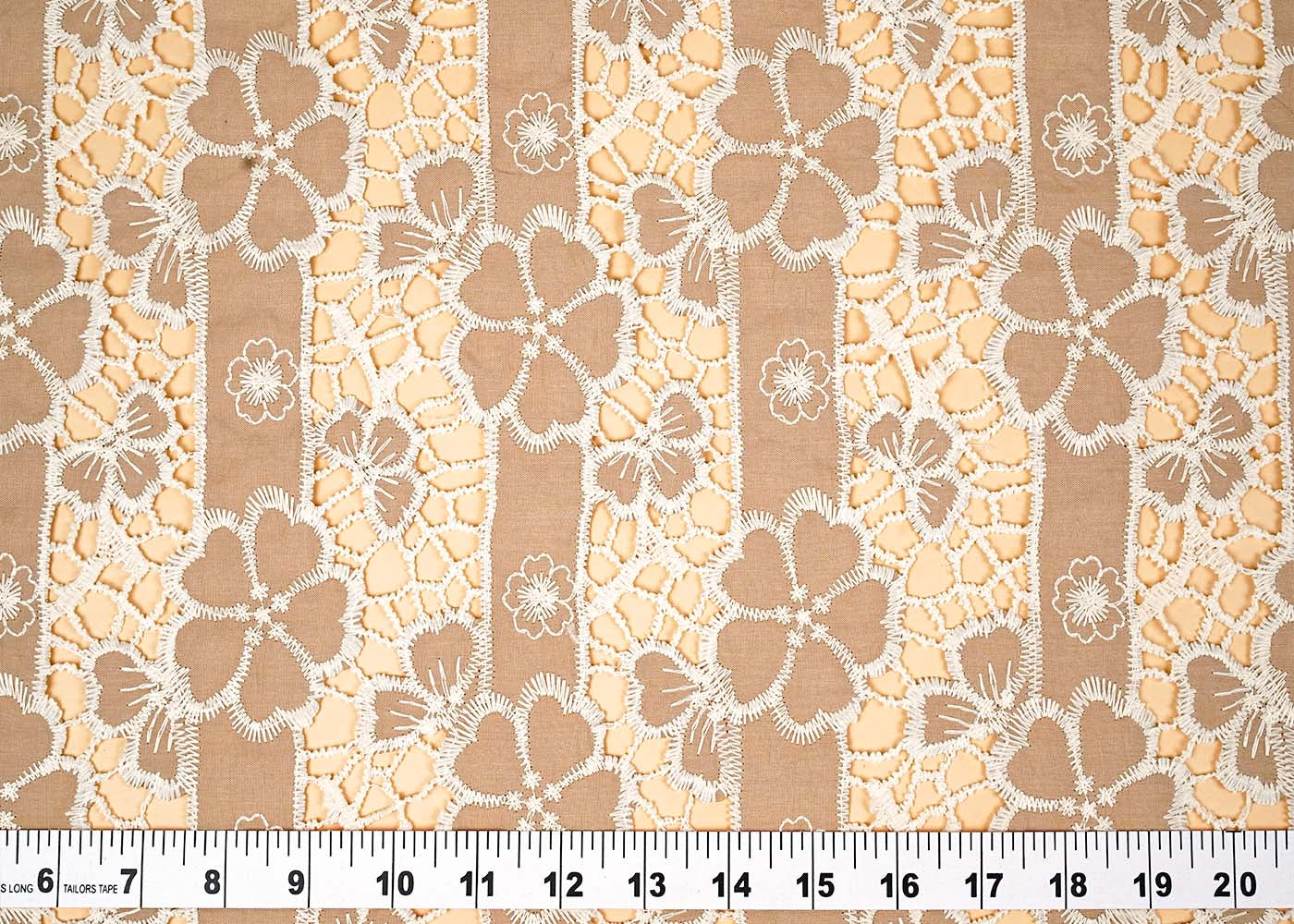 Beige Imported Crepe Fabric With All Over Cutwork 15825
