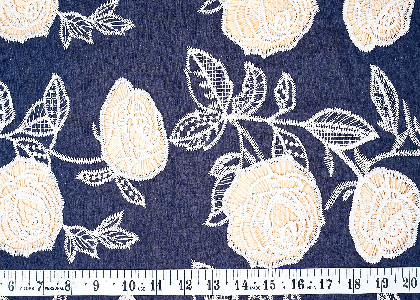 Navy Blue Imported Crepe Fabric With All Over Cutwork 15827