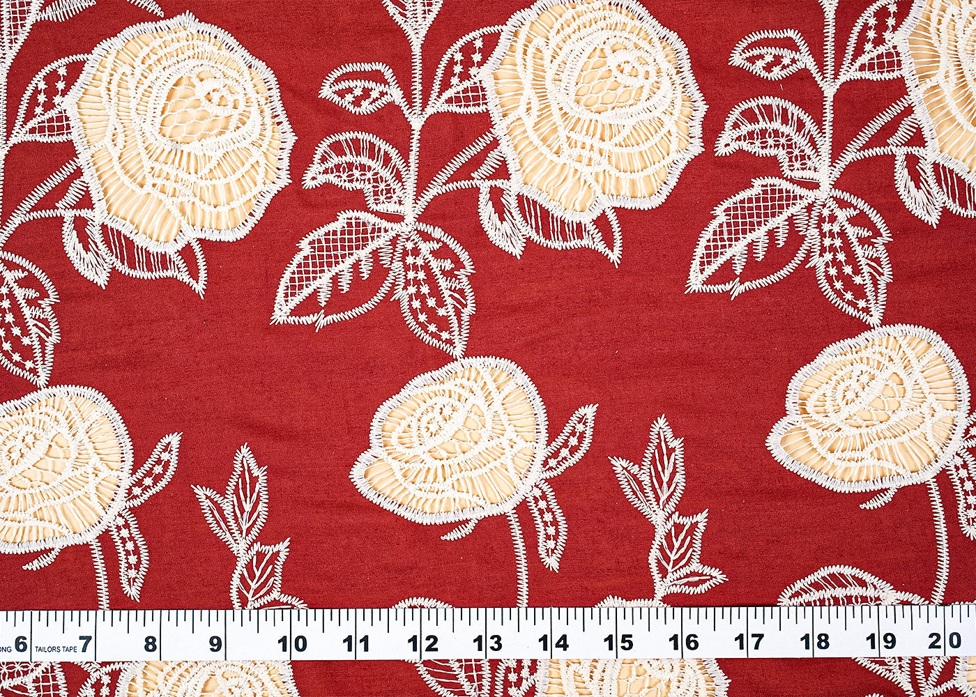 Wine Imported Crepe Fabric With All Over Cutwork 15828