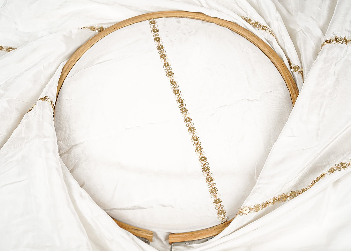 White Crepe Fabric Dupatta with All-Over Sequins, Katdana, and Bead Work with Two-Side Border 15839