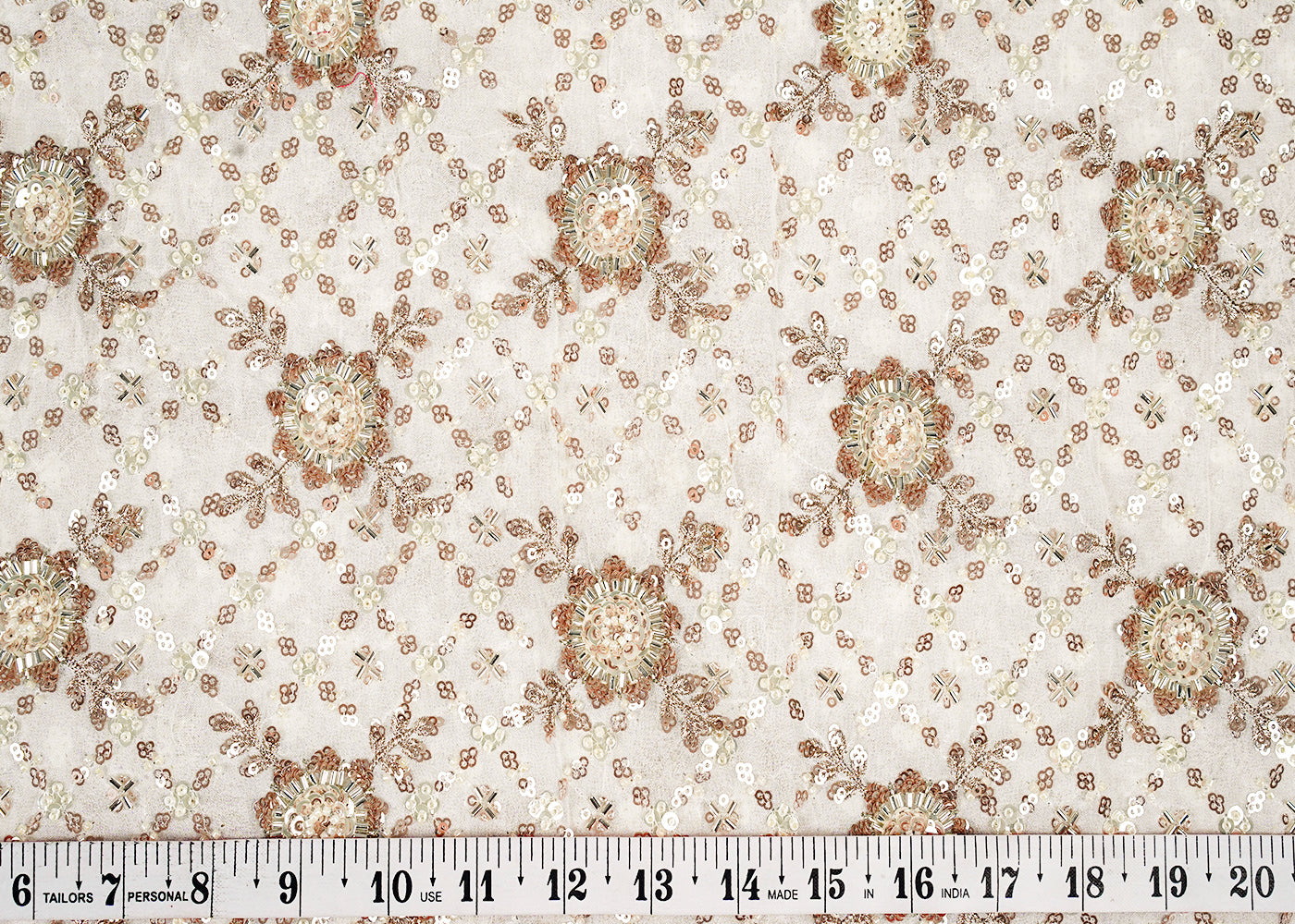 Dyeable Georgette White Fabric with All-Over Sequins, Katdana, and Bead Work 15844