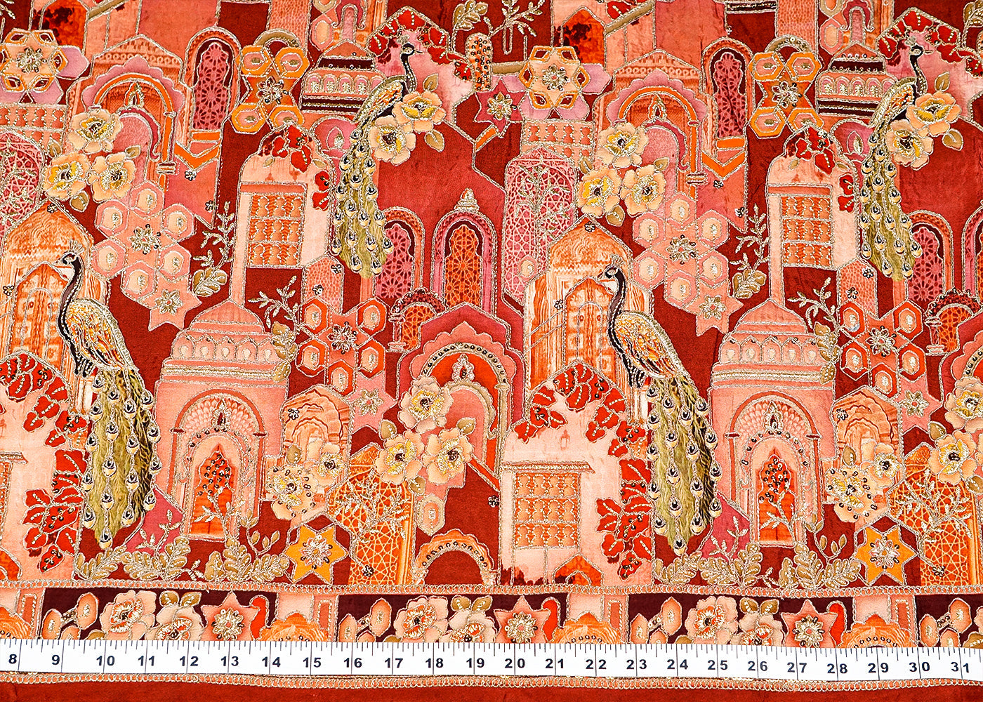 Brown Crepe Fabric With Allover Zari, Sequins And One-Side Heavy Border 15857