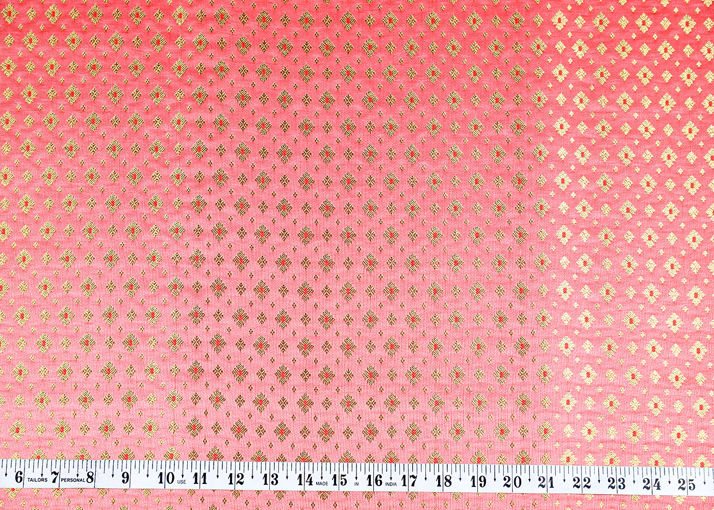 Gajri Banarasi Brocade Fabric With Allover Golden Zari Handloom 15897
