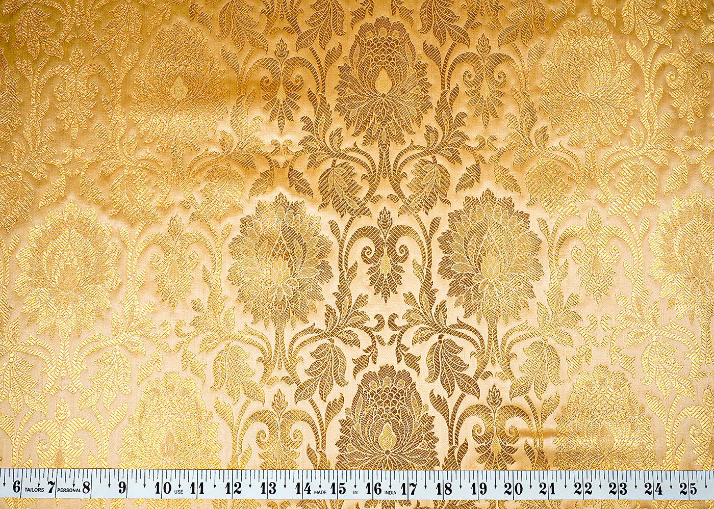 Golden Banarasi Brocade Fabric with Allover Golden Zari Handloom 15905