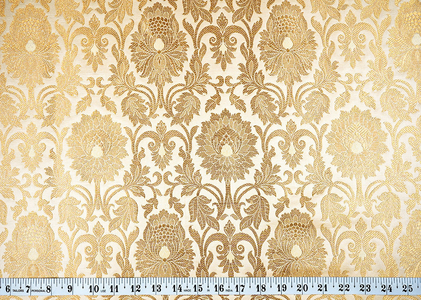 Golden Banarasi Brocade Fabric with Allover Golden Zari Handloom 15909