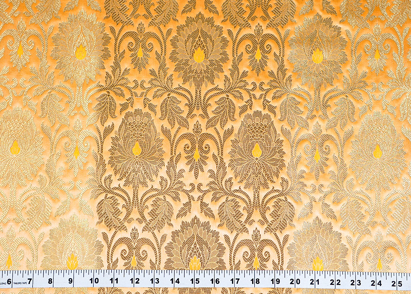 Mustrad Banarasi Brocade Fabric with Allover Golden Zari Handloom 15913