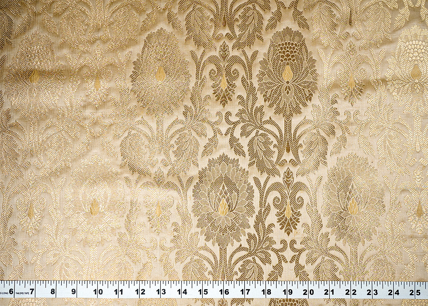 Golden Banarasi Brocade Fabric with Allover Golden Zari Handloom 15914