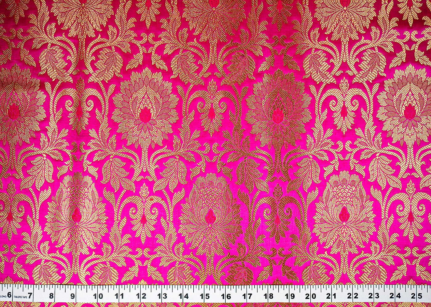 Pink Banarasi Brocade Fabric with Allover Golden Zari Handloom 15920
