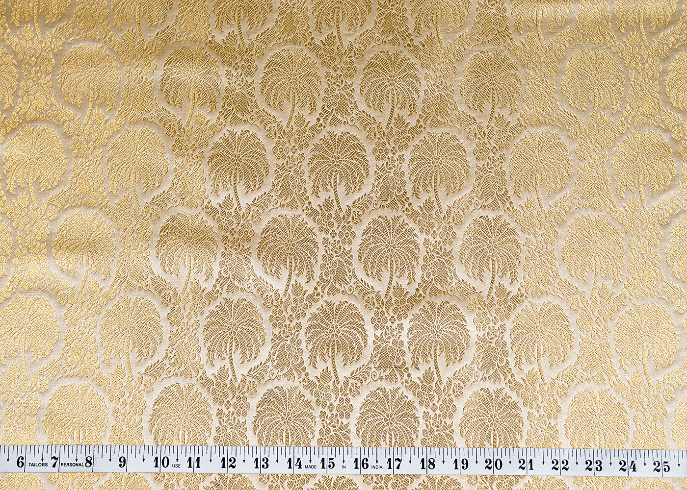Golden Banarasi Brocade Fabric with Allover Golden Zari Handloom 15933