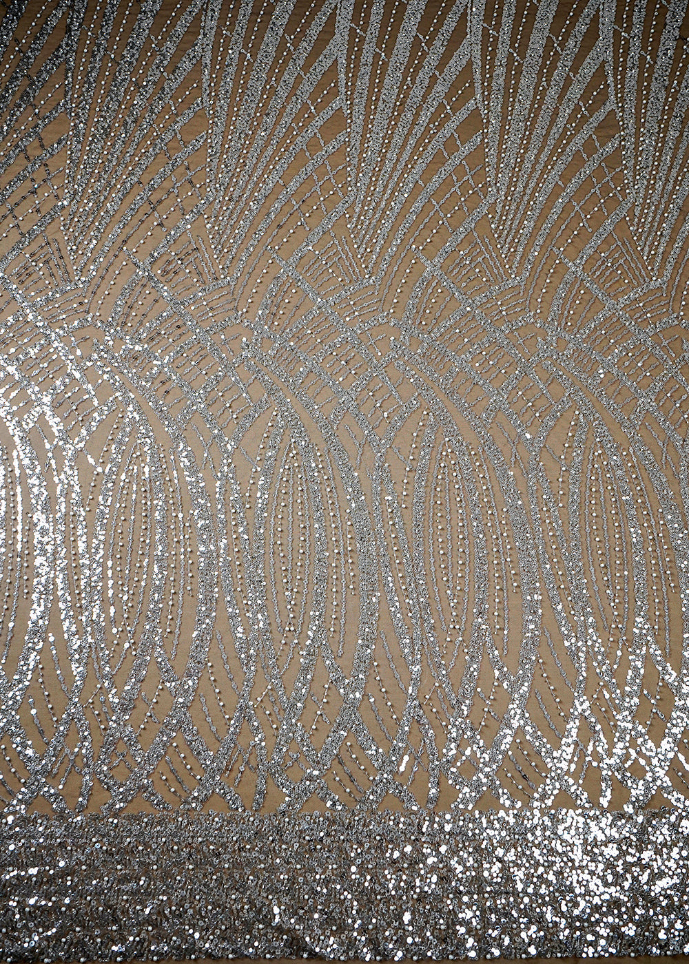 Navy Blue Imported Net Fabric With Allover Sequins Katdana and Pearl Work 16116
