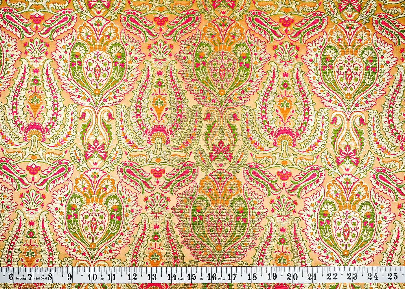 Golden Banarasi Brocade Fabric With Allover Golden Zari Handloom 16132