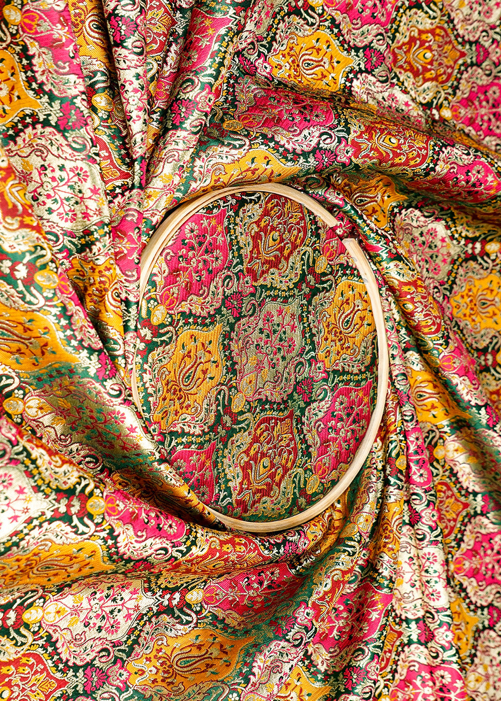 Bottle-Green-Pure-Banarasi-Brocade-Fabric-With-Allover-Thread-and-Zari-Handloom-16141-close-view