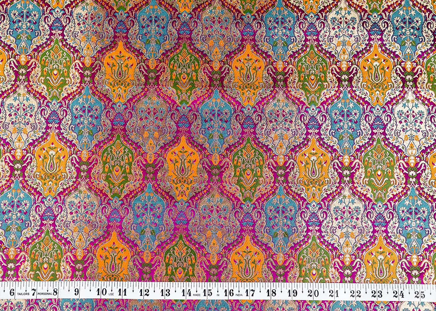 Purple Banarasi Brocade Fabric With Allover Thread and Zari Handloom 16142