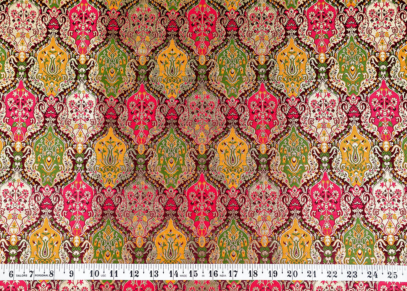 Maroon Banarasi Brocade Fabric With Allover Thread and Zari Handloom 16144