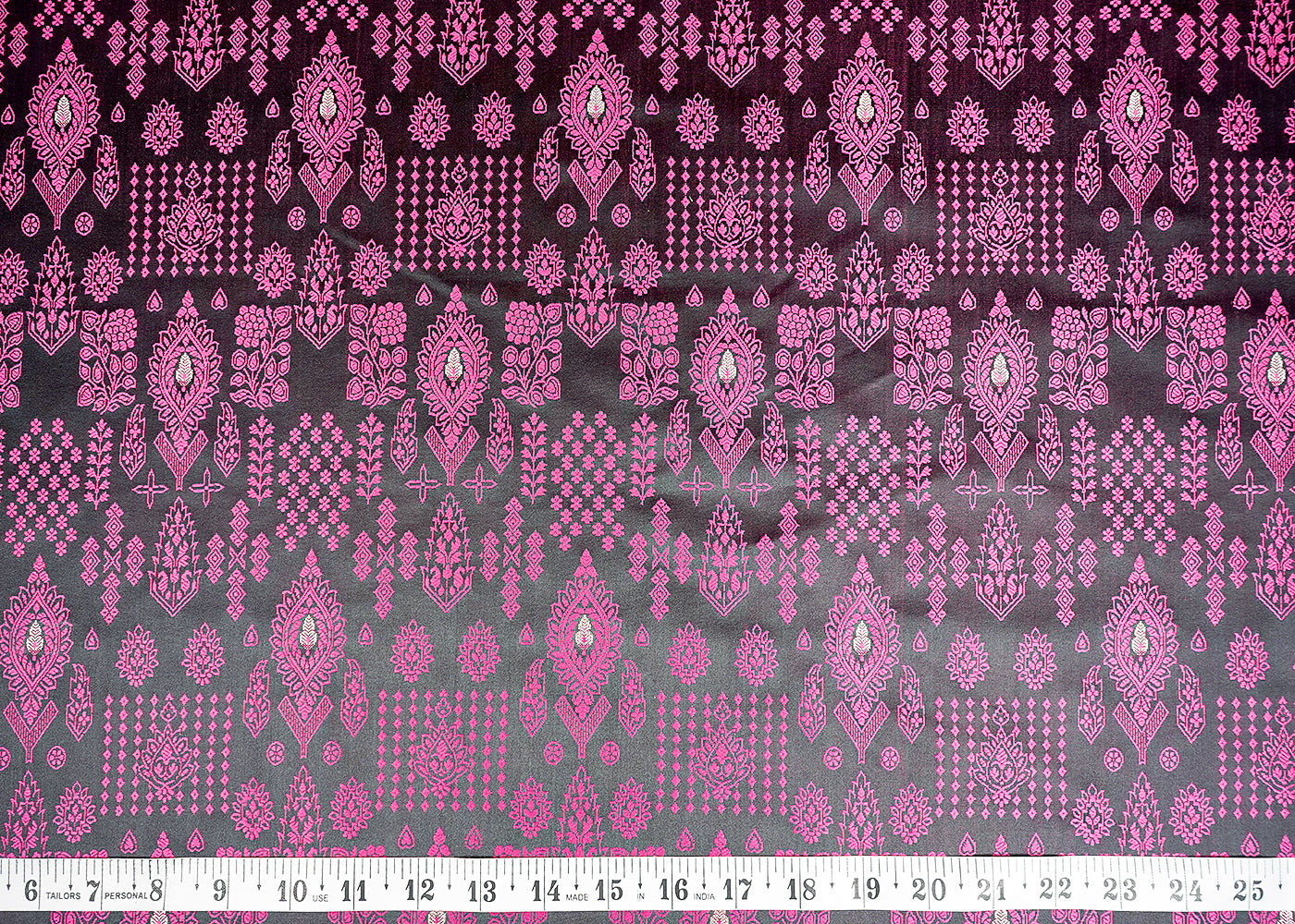 Purple Banarasi Brocade Fabric With Allover Thread and Zari Handloom 16163