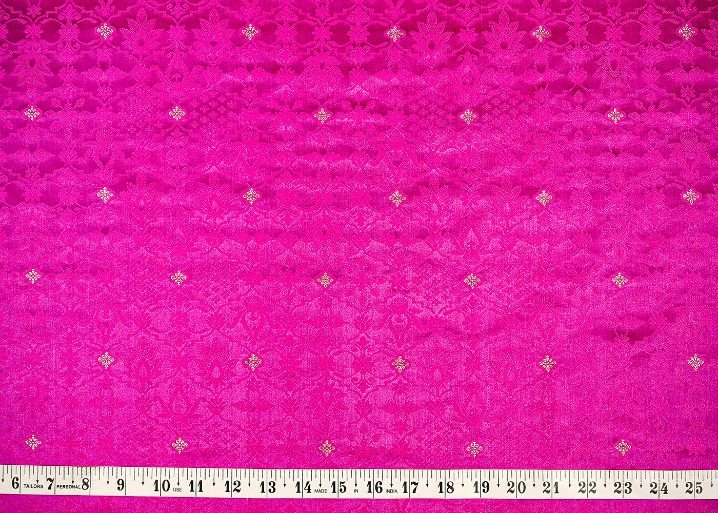 Purple Banarasi Brocade Fabric With Allover Golden Zari Handloom 16169