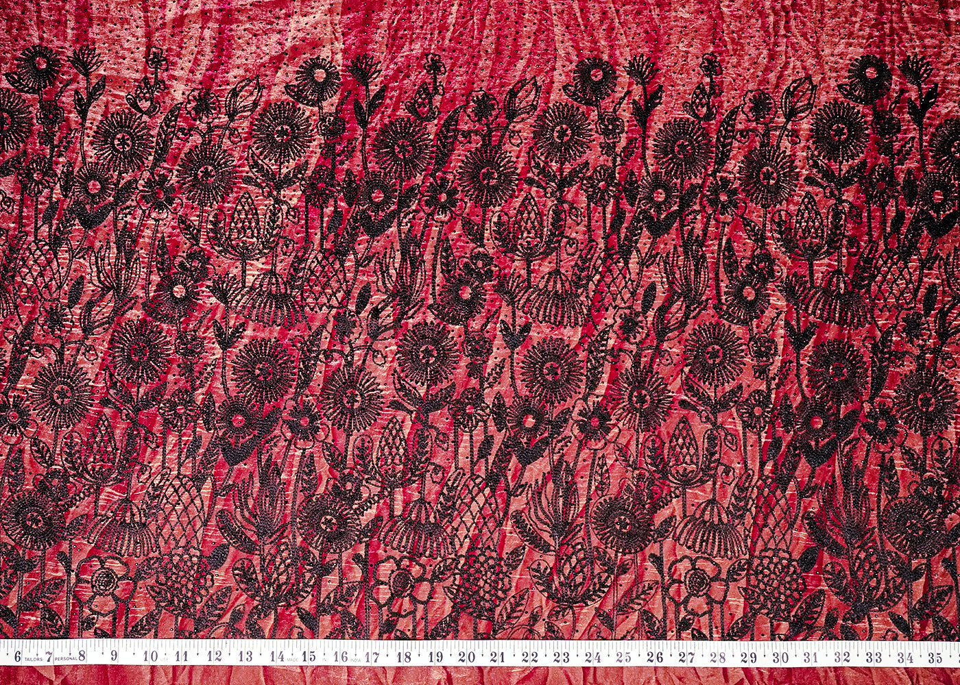 Maroon Silk Fabric with Thread Work Border And Swarovski Work 16180