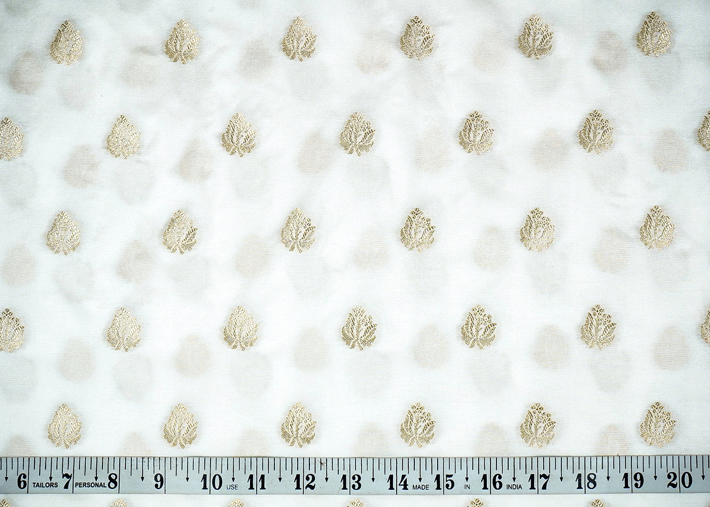 White Upada Silk Fabric With Allover Buti Work 16219