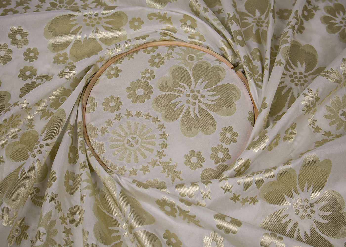 White Upada Silk Fabric With Allover Buti With Zari Handloom 16220