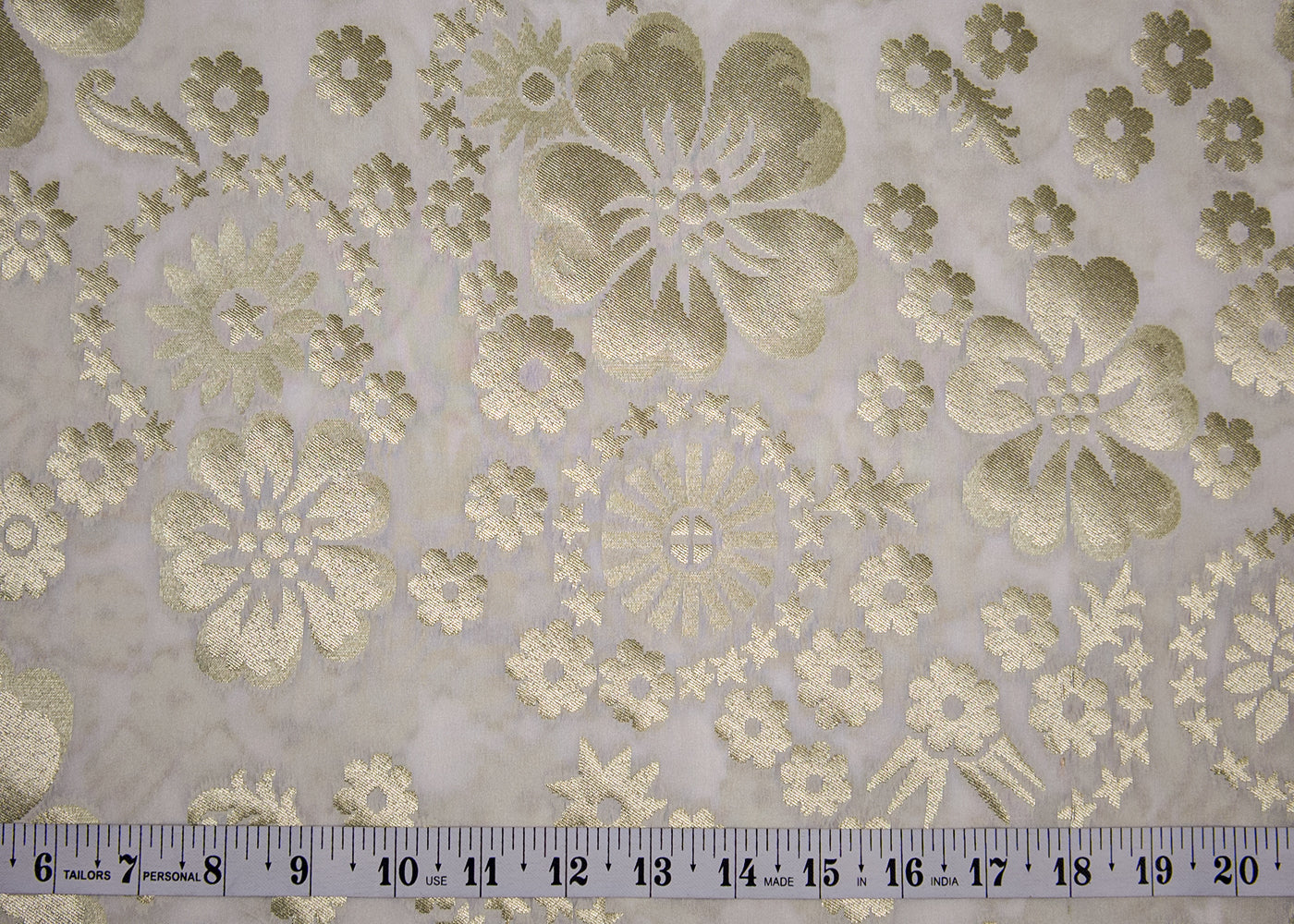 White Upada Silk Fabric With Allover Buti With Zari Handloom 16220