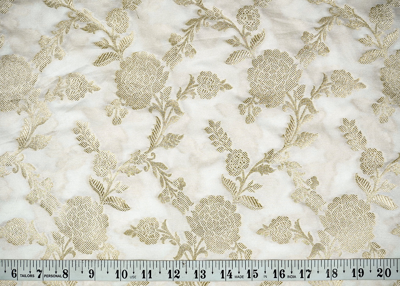 White Upada Silk Fabric With Allover Zari handloom Work 16221