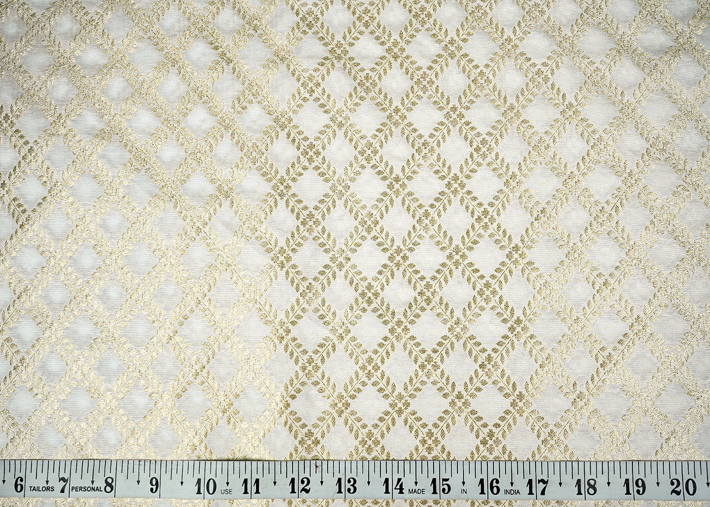 White Upada Silk Fabric With Allover Buti With Zari Handloom 16222