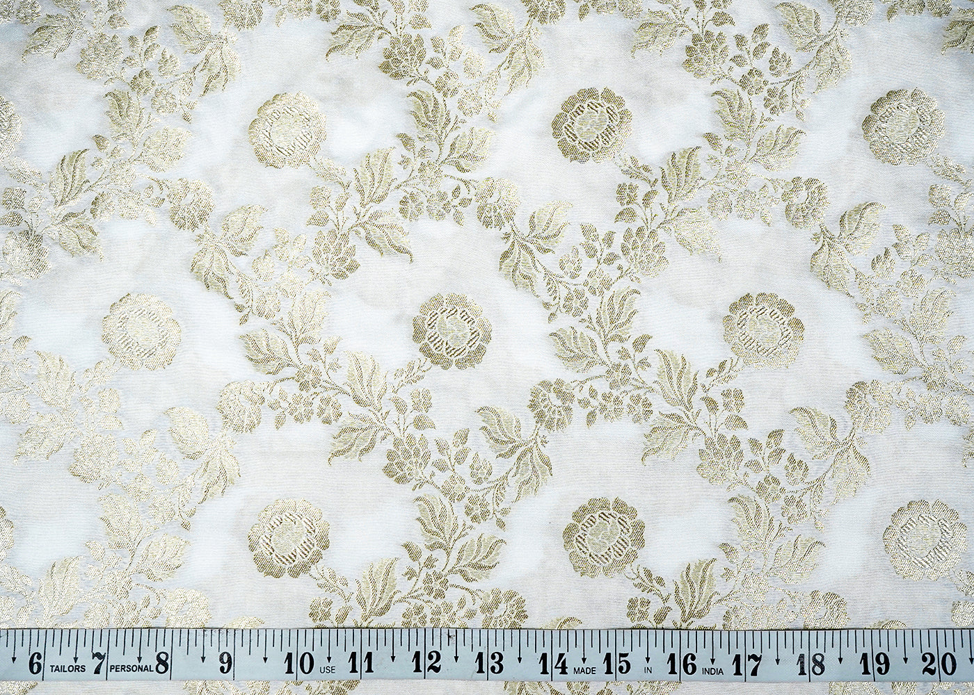 White Upada Silk Fabric With Allover Buti With Zari Handloom 16225