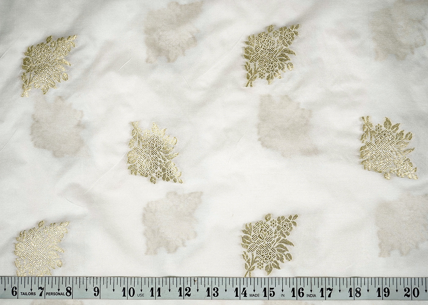 White Upada Silk Fabric With Allover Buti With Zari Handloom 16226