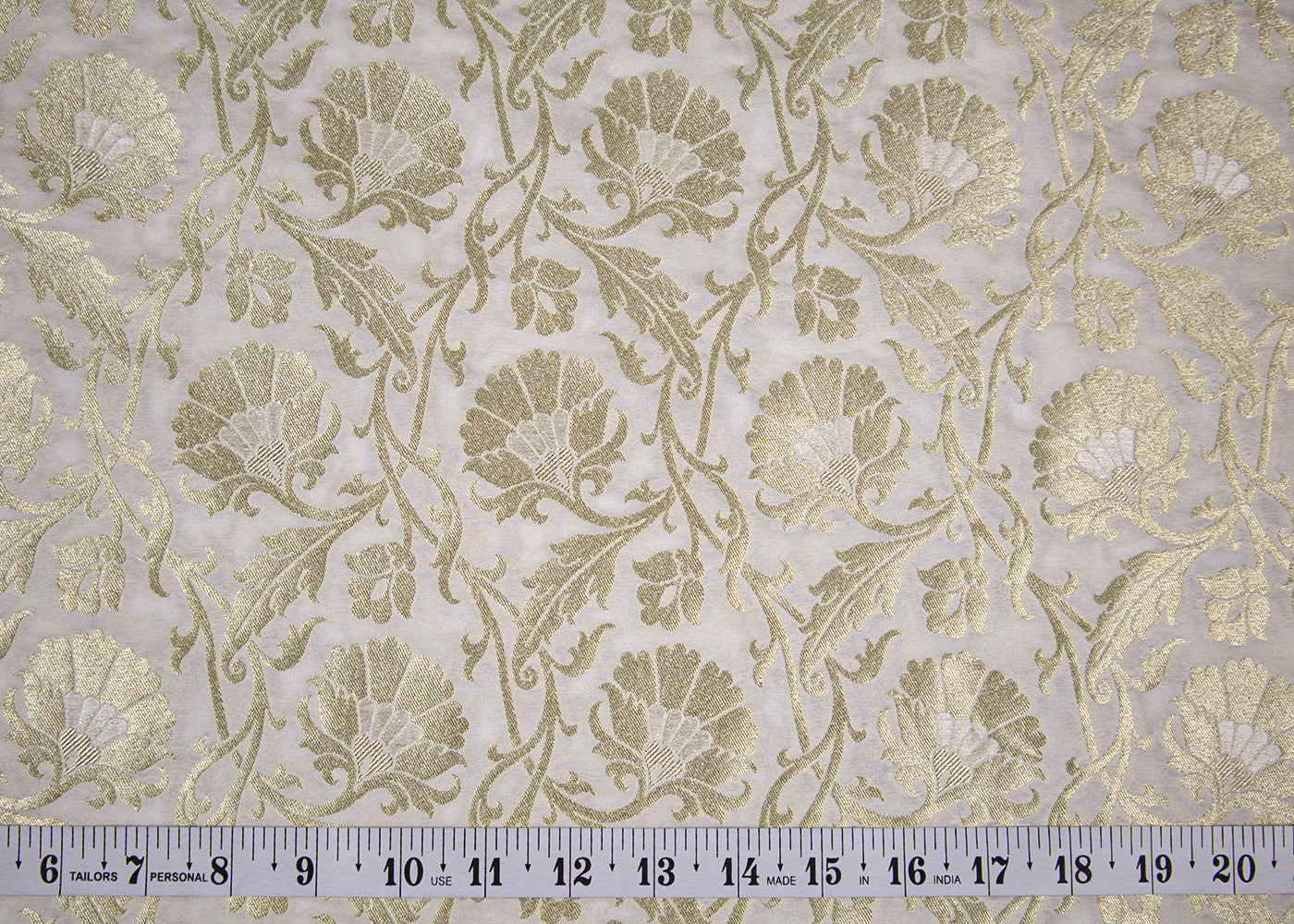 White Upada Silk Fabric With Allover Buti With Zari Handloom 16227